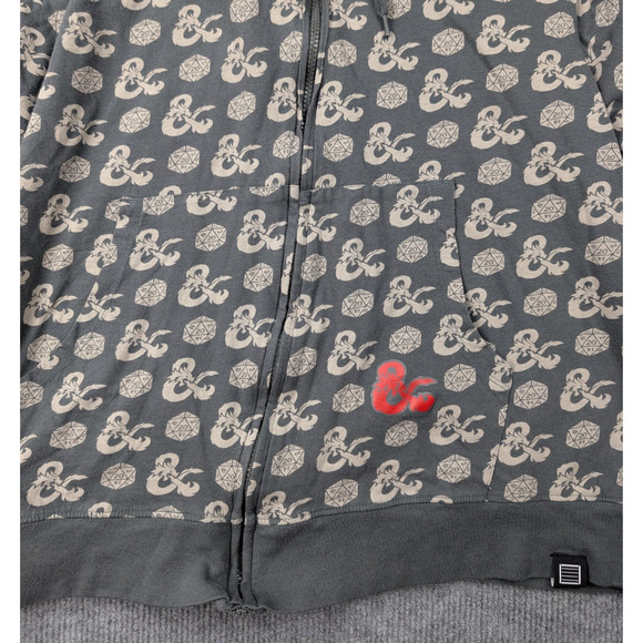 Dungeons & Dragons Hoodie Mens 2XL All Over Print Y2K Full Zip Skater Grunge AOP - Picture 3 of 6